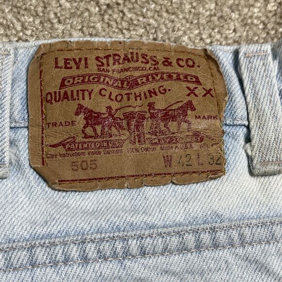 VTG 90s Levi’s Men’s 505 Jeans Red Tab 41X29 USA Light Wash Denim Blue Fade - Picture 15 of 16